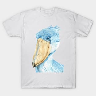 Shoebill watercolor bird portrait T-Shirt